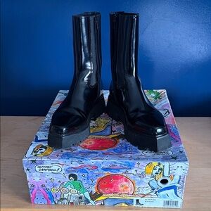 Jeffrey Campbell Shiny Black Platform Boots